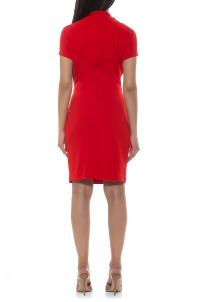 Shop Alexia Admor Sadee Draped Mockneck Sheath Dress In Red