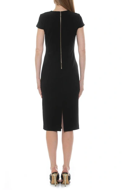 Shop Alexia Admor Janine Crewneck Draped Midi Sheath Dress In Black