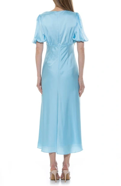 Alexia Admor Lorelei V-neck Bubble Sleeve Midi Dress In Halogen Blue