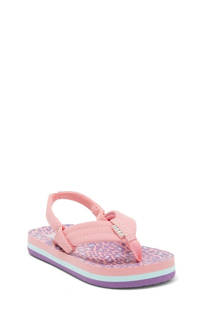 Shop Reef Kids' Little Ahi Sandal In Pink Leopard