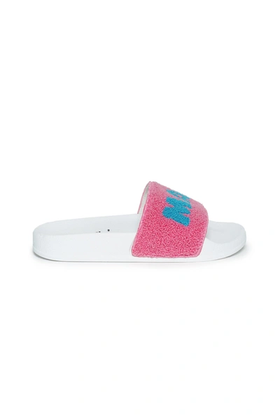Shop Marni Fuchsia Slide Slippers With Maxi-logo In Pink