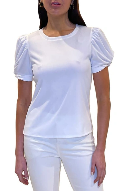 Shop Jaclyn Smith Puff Sleeve Top In Bright White