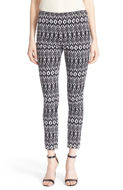 Diane Von Furstenberg Jordy Printed Zip-trim Pants, Black/white In Black/ White