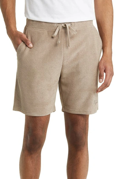 Shop Ugg Dominick Brushed Terry Pajama Shorts In Wolf Beige