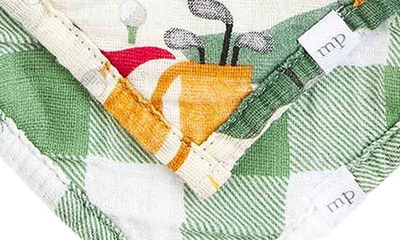 Shop Mud Pie 2-pack Golf Print & Plaid Cotton Muslin Bibs & Spoon Set In Green