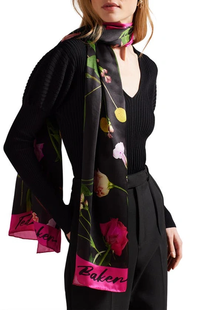 Ted Baker Amie Floral Silk Scarf In Black ModeSens