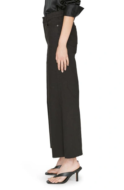 Shop Frame Le Palazzo Raw Hem Wide Leg Jeans In Film Noir