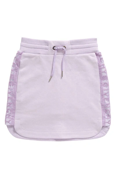 Shop Givenchy Kids' Logo Embroidered Lace Inset Fleece Skirt In 935-lilac