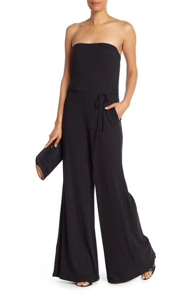 Shop Go Couture Strapless Tube Jumpsuit In Black