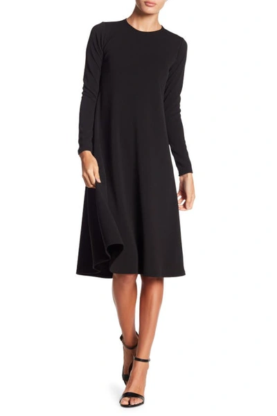 Shop Go Couture Long Sleeve A-line Dress In Black Crep