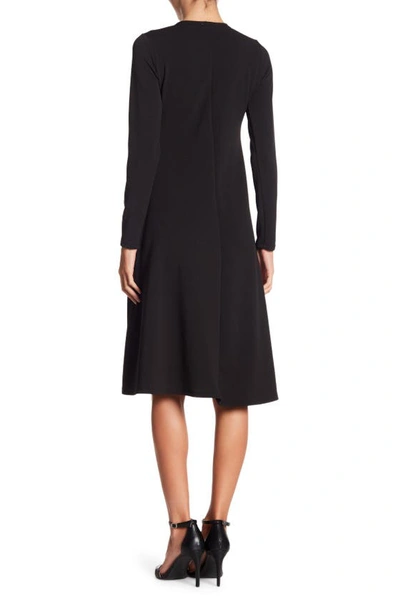 Shop Go Couture Long Sleeve A-line Dress In Black Crep