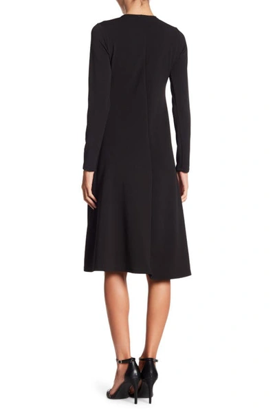 Go Couture Long Sleeve A-line Dress In Black Crep
