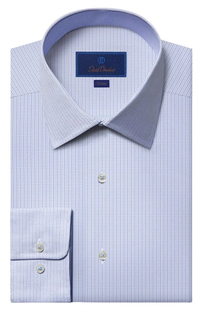 Shop David Donahue Trim Fit Dobby Check Cotton Dress Shirt In Blue