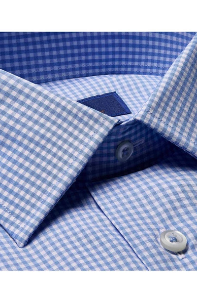 Shop David Donahue Trim Fit Gingham Check Cotton Dress Shirt In Blue