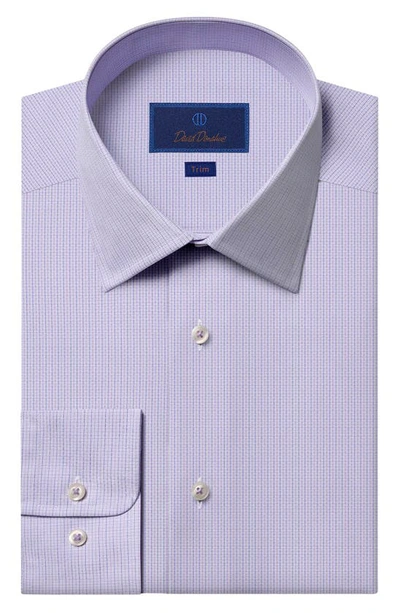 Shop David Donahue Trim Fit Dobby Check Cotton Dress Shirt In Lilac