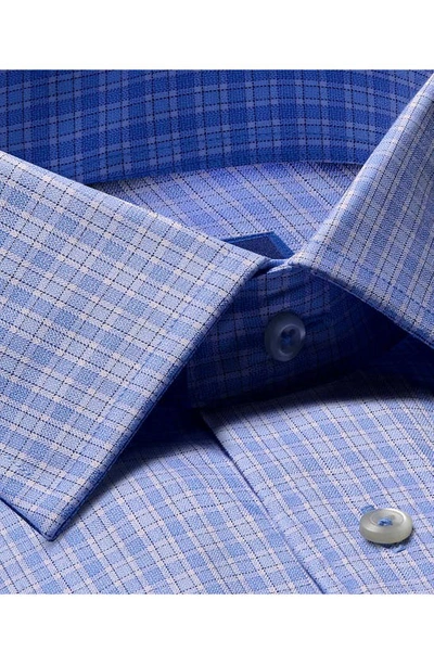 Shop David Donahue Trim Fit Grid Check Cotton Dress Shirt In Blue