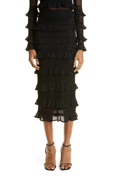 Shop Zimmermann Wonderland Frill Detail Midi Skirt In Black