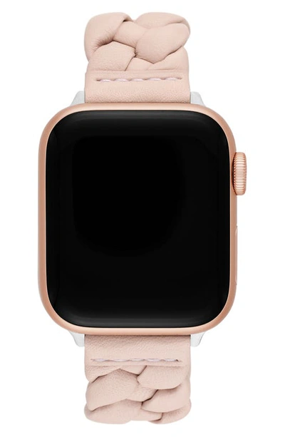 Shop Kate Spade Braided Leather 20mm Apple Watch® Watchband In Blush