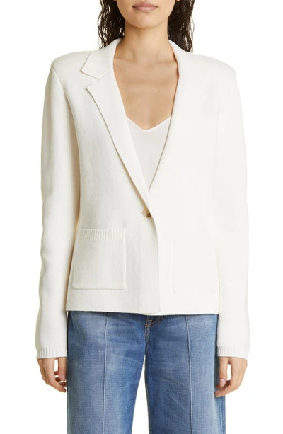 Shop L Agence Lacey Cotton Blend Blazer Cardigan In Ivory