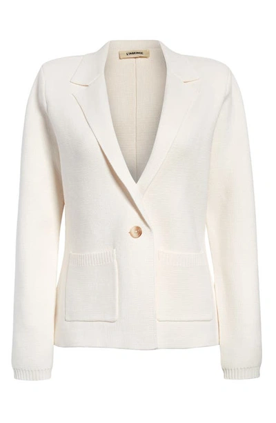 Shop L Agence Lacey Cotton Blend Blazer Cardigan In Ivory