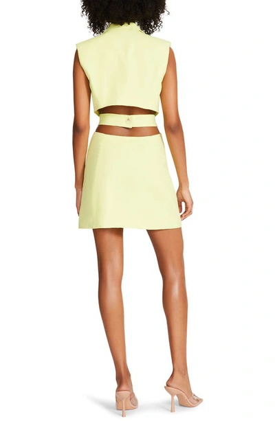 Shop Steve Madden Evan Cutout Sleeveless Linen Blend Blazer Minidress In Sunny Lime