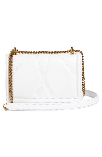 Shop Dolce & Gabbana Devotion Logo Heart Lambskin Crossbody Bag In Optical White