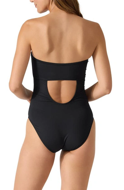 Shop Tommy Bahama Palm Modern Strapless One-piece Swimsuit In Black