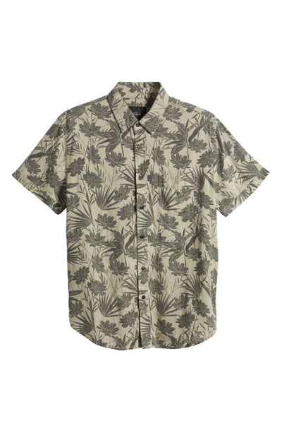 Shop Rails Carson Floral Short Sleeve Linen Blend Button-up Shirt In Jungle Foliage Olive
