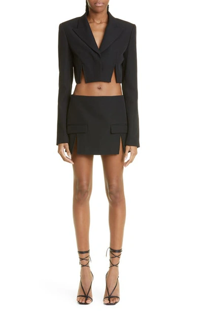 Shop Dion Lee Split Hem Crop Blazer In Black