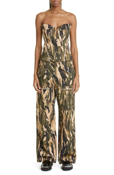 Shop Dion Lee Camo V-wire Corset Top In Classic
