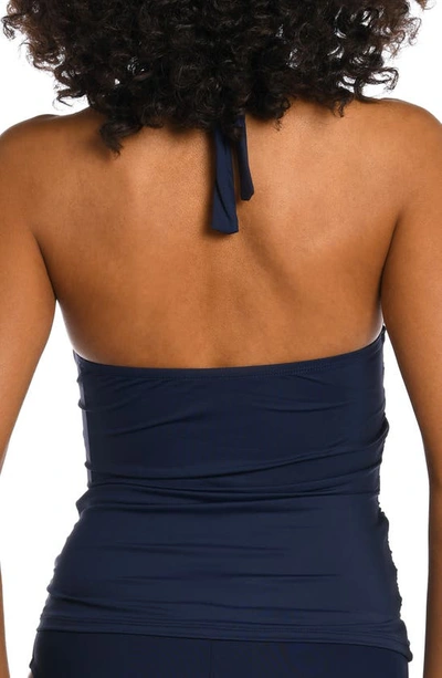 Shop La Blanca Island Goddess Halter Tankini Top In Indigo