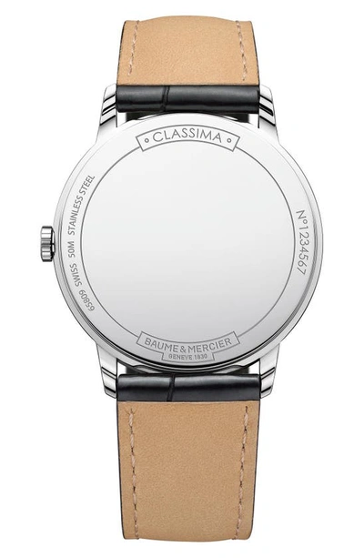 Shop Baume & Mercier Classima Leather Strap Watch, 40mm In Blue/ Black