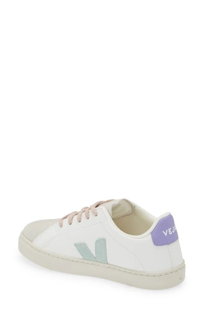 Shop Veja Kids' Small Esplar Leather Sneaker In Extra White Matcha Lavander