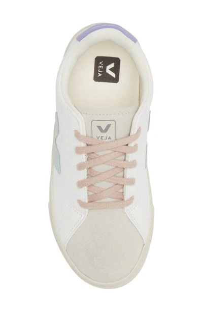 Shop Veja Kids' Small Esplar Leather Sneaker In Extra White Matcha Lavander