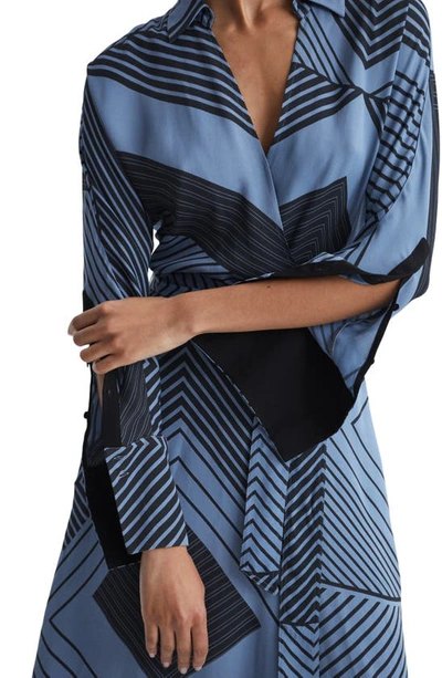 Shop Reiss Talia Mixed Print Long Sleeve Dress In Blue
