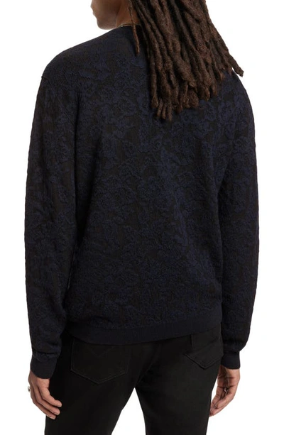 Shop John Varvatos Nolan Regular Fit Organic Linen & Wool Sweater In Navy