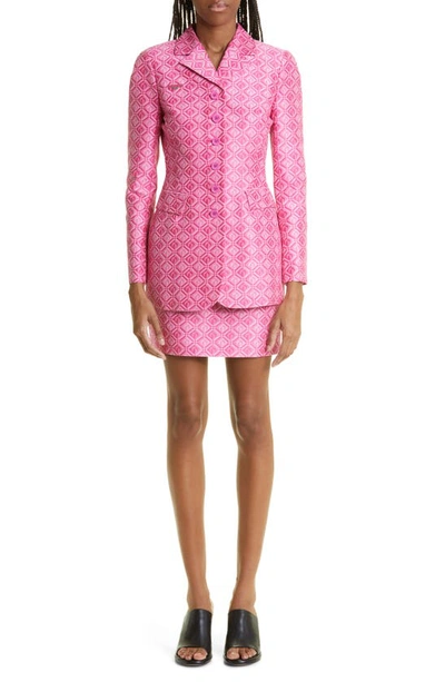 Shop Marine Serre Moon Diamond Jacquard Cotton Skirt In Moon Diamant Pink Jacquard