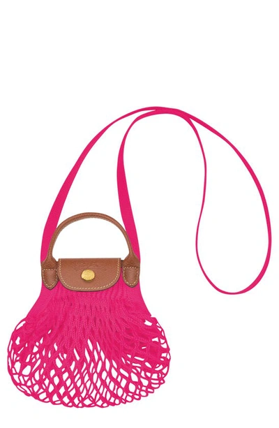 Shop Longchamp Le Pliage Filet Knit Crossbody Bag In Candy