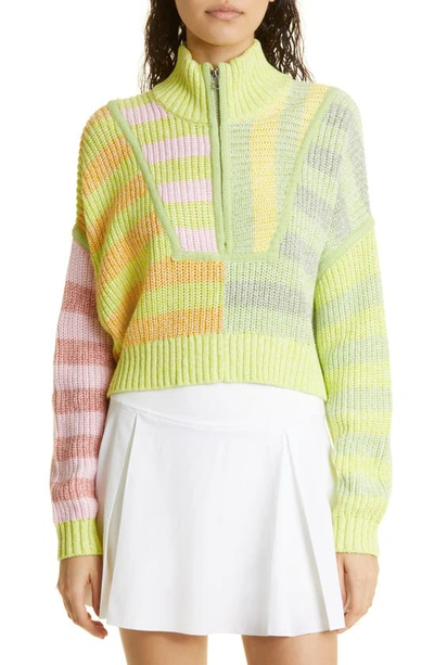 Shop Staud Hampton Half Zip Crop Sweater In Multi Sunray