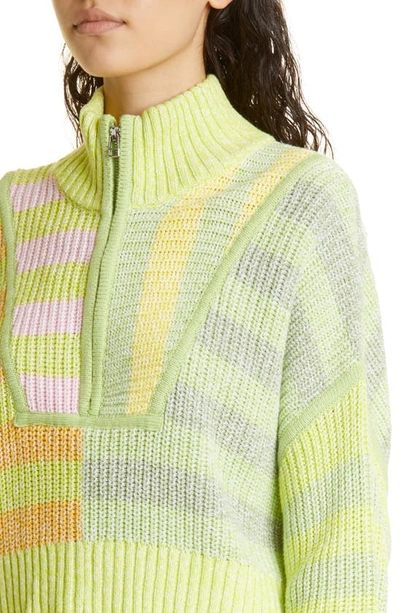 Shop Staud Hampton Half Zip Crop Sweater In Multi Sunray