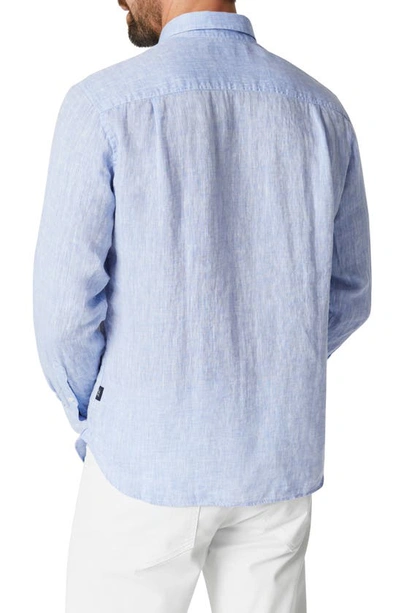 Shop 34 Heritage Solid Linen Chambray Button-up Shirt In Hawaiian Ocean