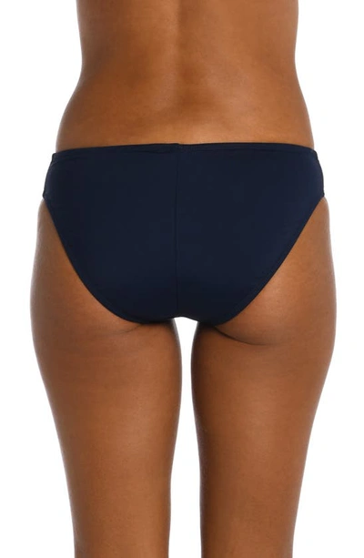 La Blanca Island Goddess Shirred Hipster Bikini Bottom In Indigo