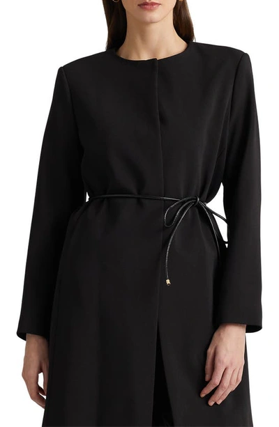 Shop Lauren Ralph Lauren Belted Crepe Jacket In Black