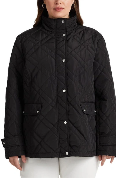 Shop Lauren Ralph Lauren Diamond Quilt Water Repellent Jacket In Black