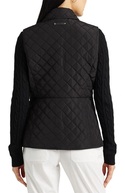 Shop Lauren Ralph Lauren Quilted Water Repellent Vest In Black