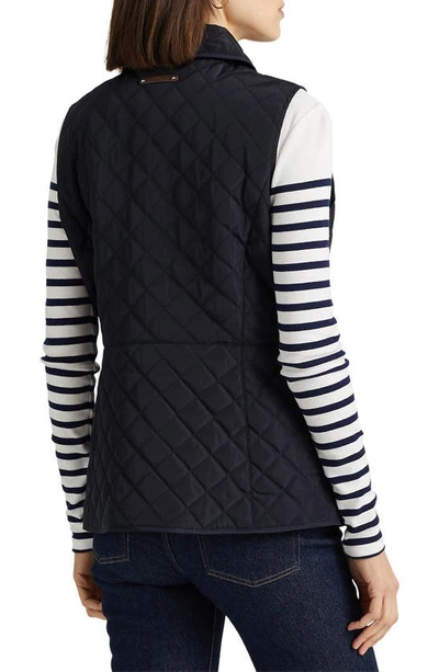 Shop Lauren Ralph Lauren Quilted Water Repellent Vest In Dk Navy