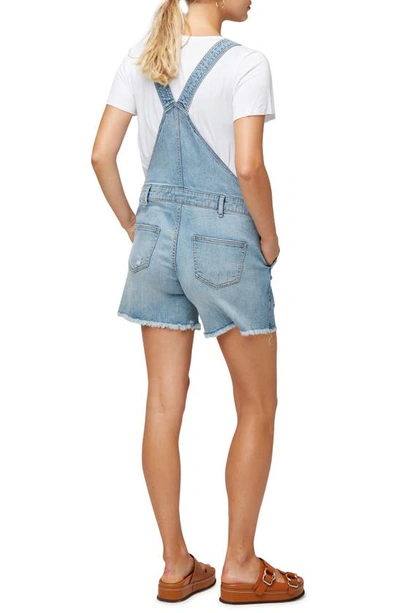 Nom Maternity Austin Distressed Denim Maternity Shortalls In Pale Blue