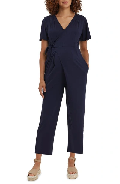 Shop Nom Maternity Lucia Maternity Jumpsuit In Navy