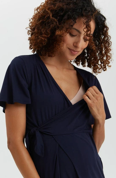 Shop Nom Maternity Lucia Maternity Jumpsuit In Navy