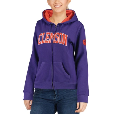 Shop Colosseum Purple Clemson Tigers Arched Name Full-zip Hoodie
